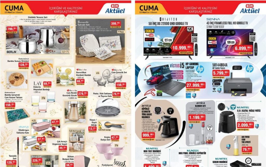 15 Mart BİM Aktüel Ürünler